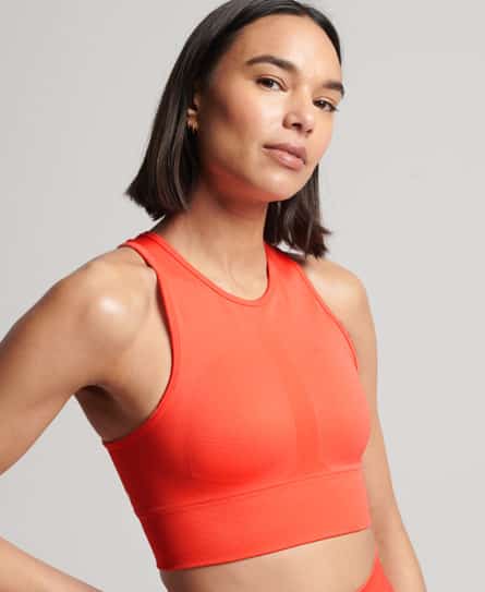 SuperDry Sport - Core Seamless Mid Impact Sports Bra - Hot Coral M thumbnail