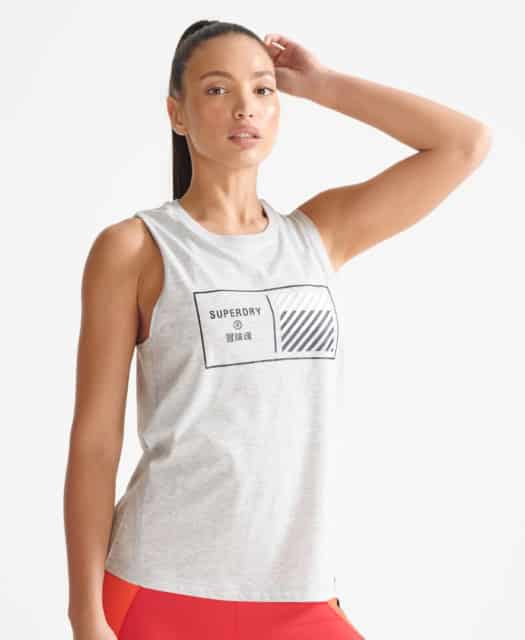 Kvinders SuperDry Sport - Train Core Graphic Vest Top - Grey Marl S thumbnail