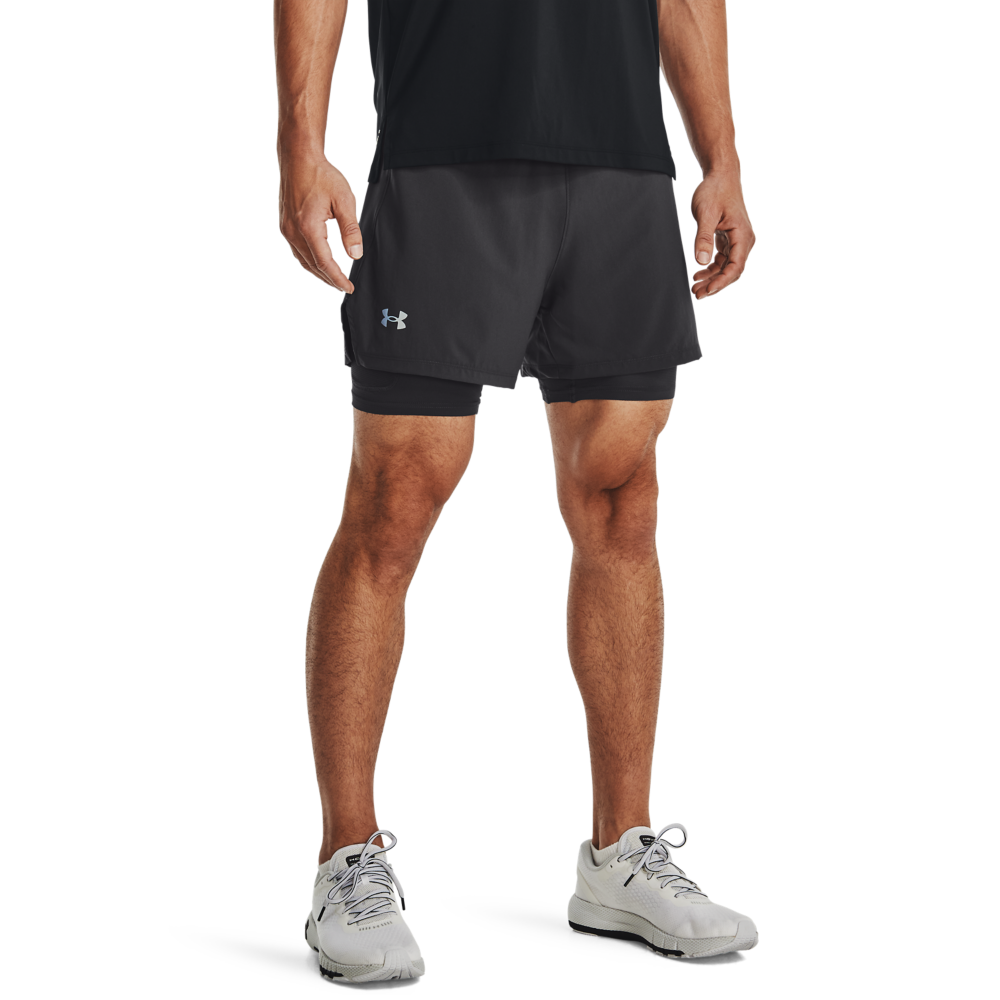 Mænds Under Armour - ISO-Chill Run 2-in-1 Shorts - Jet Grey thumbnail