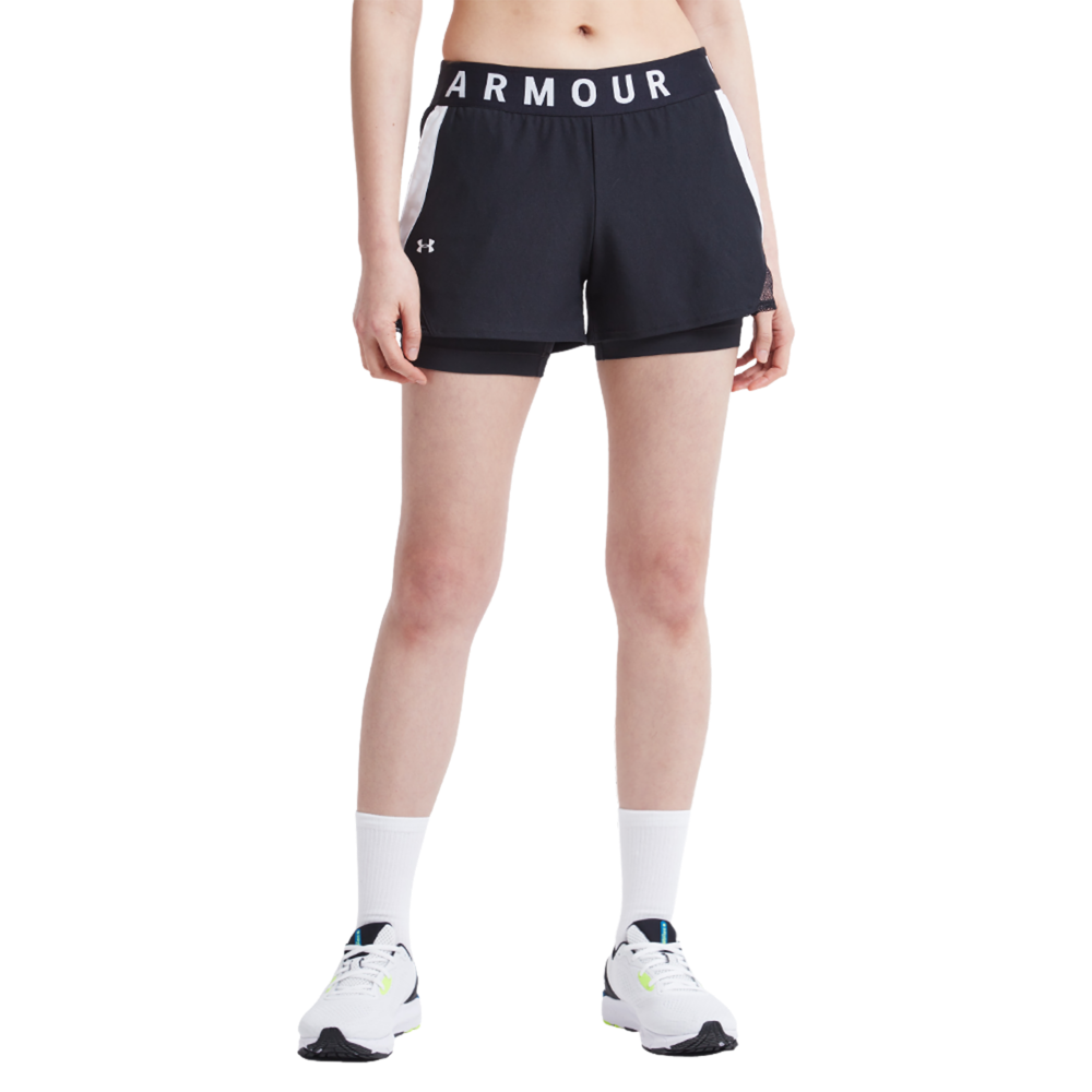 Kvinders Under Armour - Play Up 2-in-1 Shorts - Black / White M thumbnail