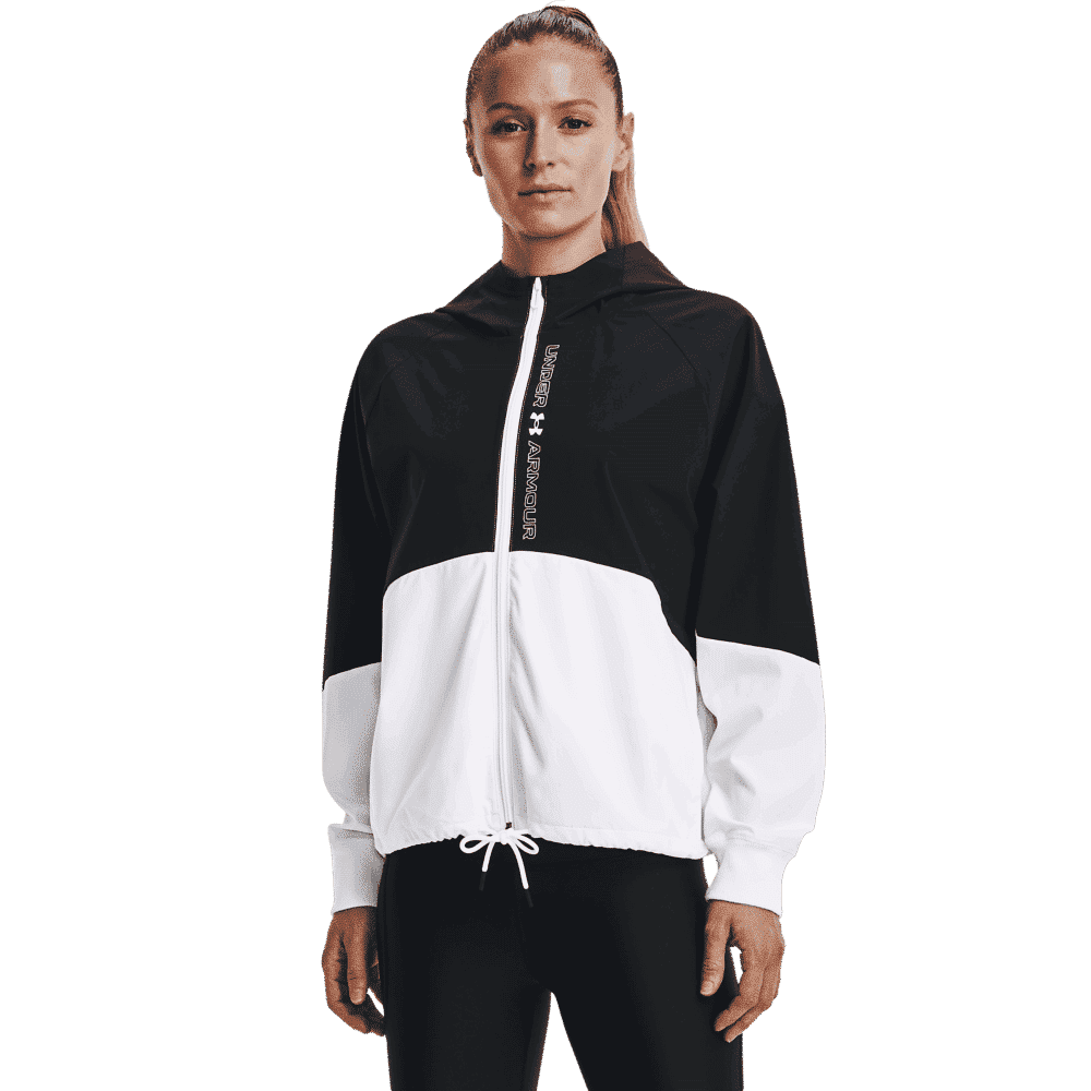 Under Armour Kvinder - Woven Full-zip Jacket - Black / White XL thumbnail