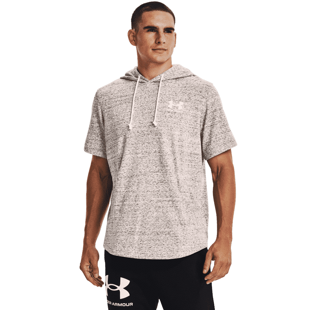 Mænds Under Armour - Rival Terry Short Sleeve Hoodie - Onyx White XXL thumbnail