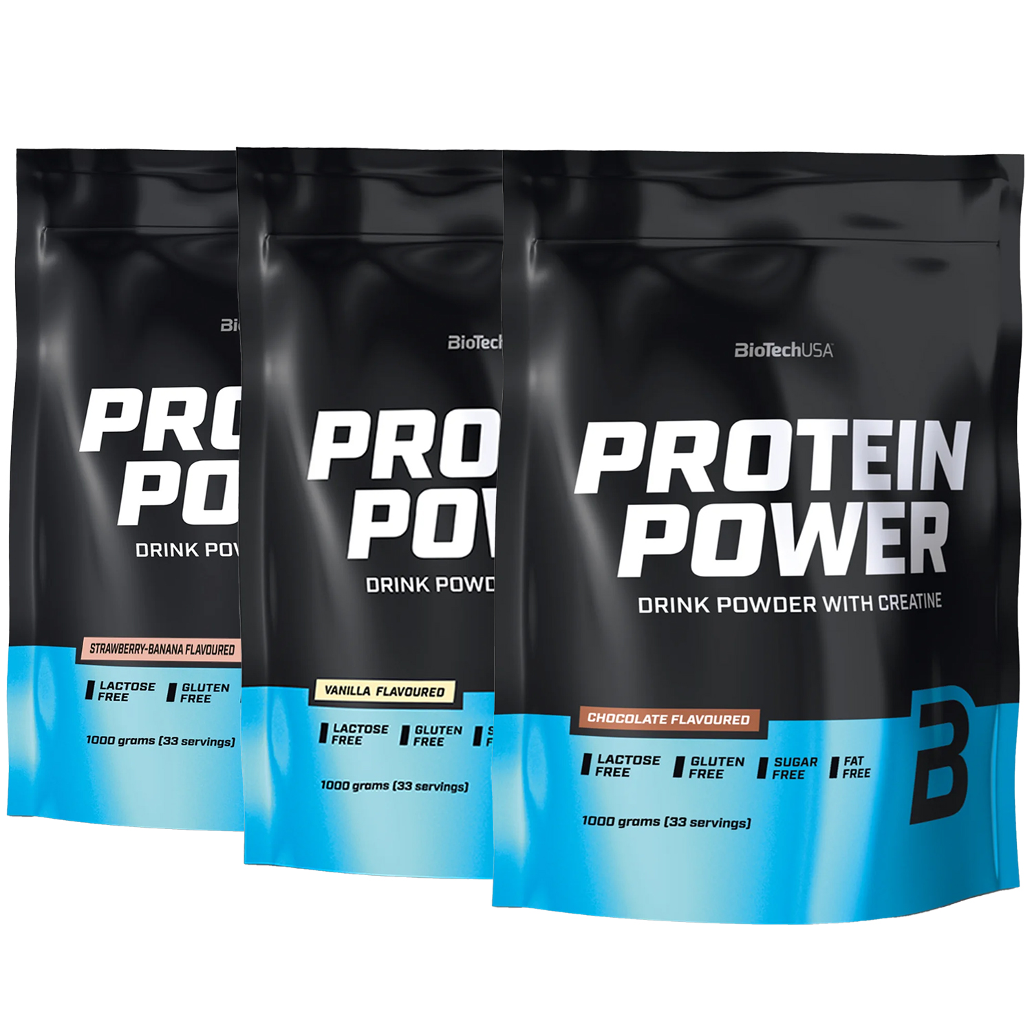 Biotech USA - Power Protein Smage-pakke (3 x 1kg) thumbnail