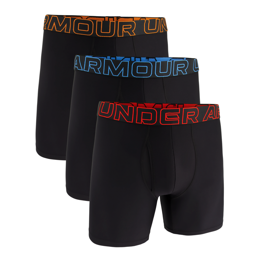 Under Armour Mænds - Tech 6" Boxer Shorts 3-Pack - Black / Phoenix Fire S