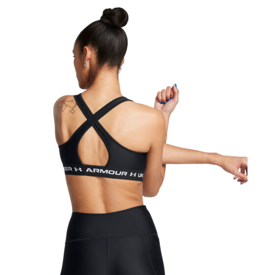 Kvinders Under Armour - Mid Crossback Sports Bra - Black / White