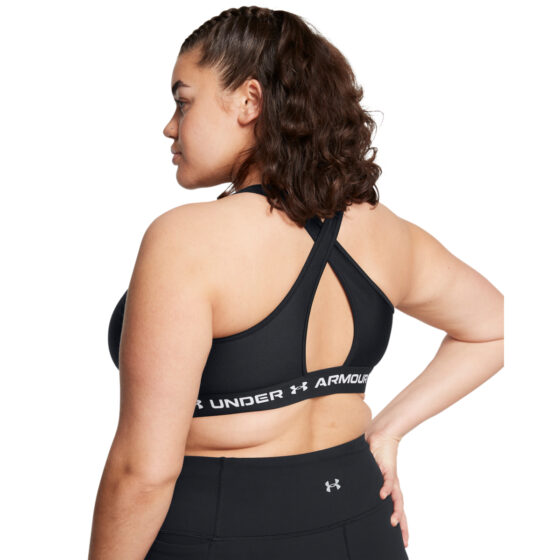 Kvinders Under Armour - Mid Crossback Sports Bra - Black / White