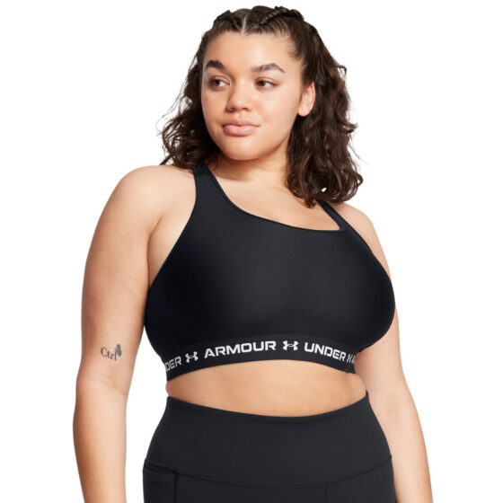 Kvinders Under Armour - Mid Crossback Sports Bra - Black / White