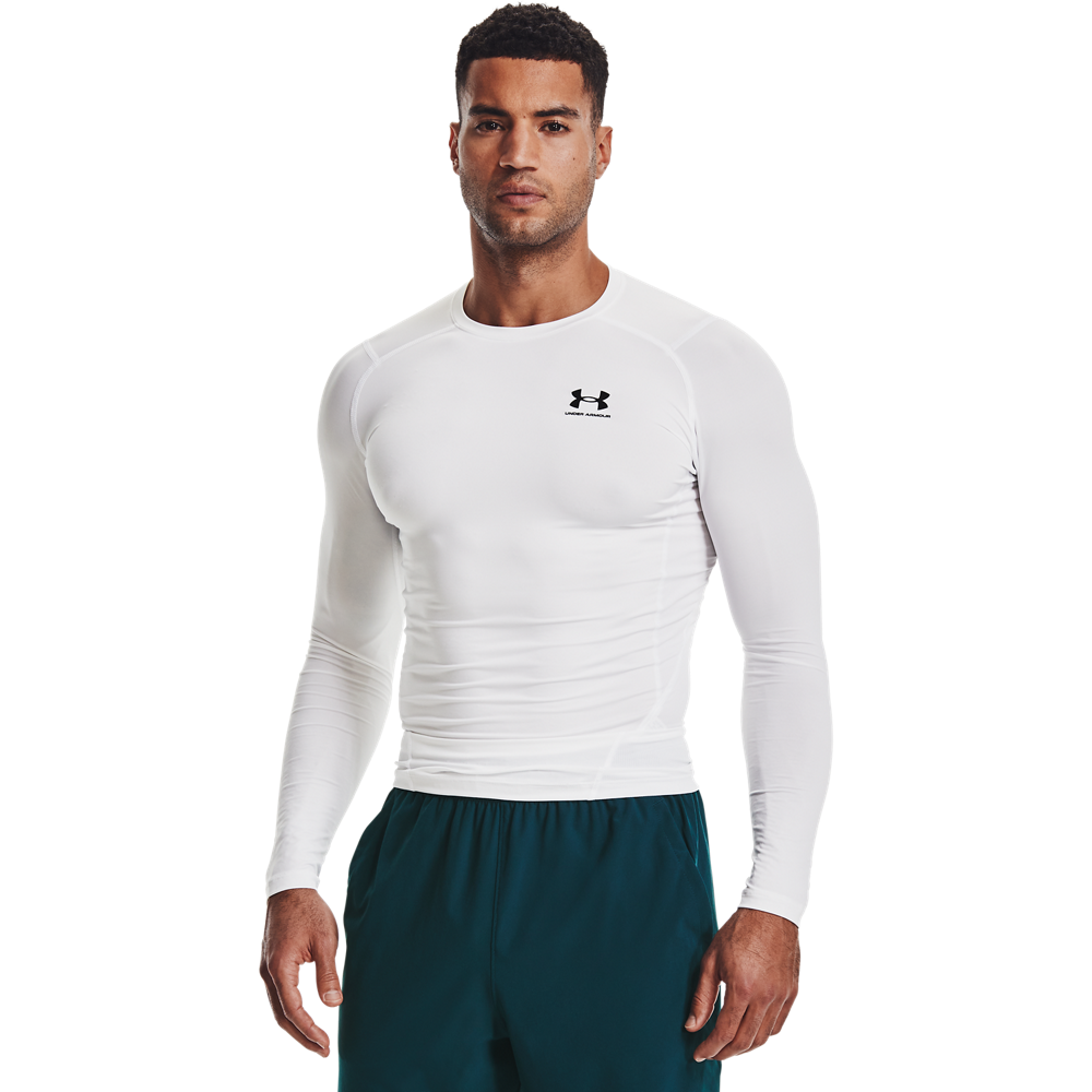 Mænds Under Armour - Compression LS T-shirt - White L