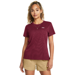 Under Armour Kvinder - Tech Textured Shortsleeve - Cardinal Red